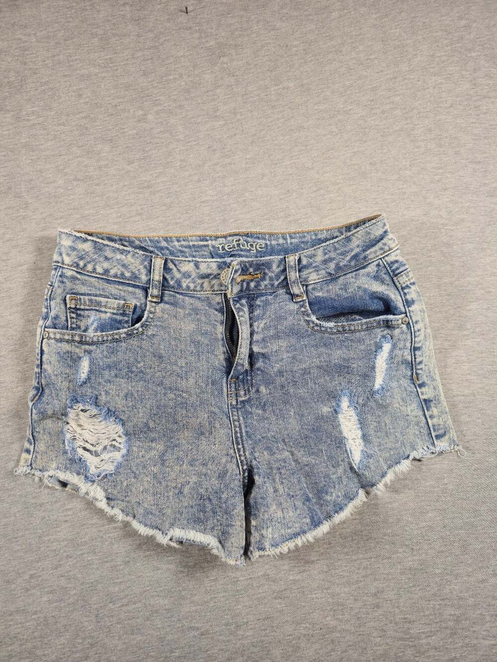 Refuge Acid Wash Distressed Denim Cut Off Shorts Size 4